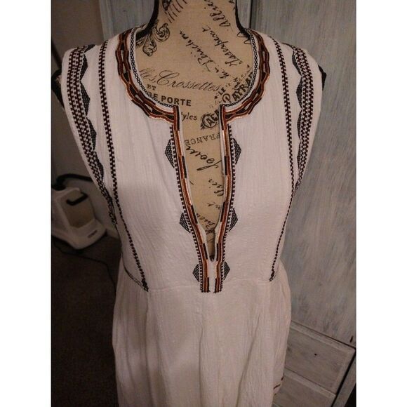 Reset  embroidered sleeveless dress size small Boho Beachy Summer white - Picture 5 of 12